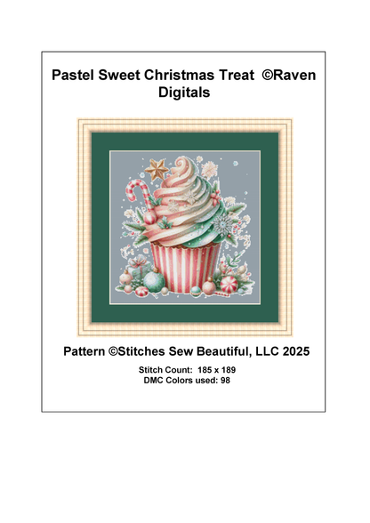 Pastel Sweet Christmas Treat (Ornament) counted cross stitch pattern by Raven Digitals