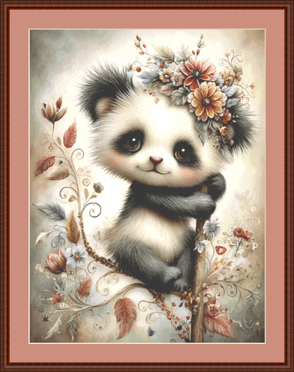 Posie the Panda cross stitch pattern by Sassy E. Boutique