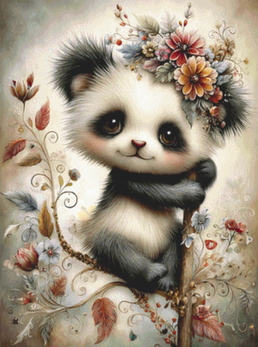 Posie the Panda cross stitch pattern by Sassy E. Boutique