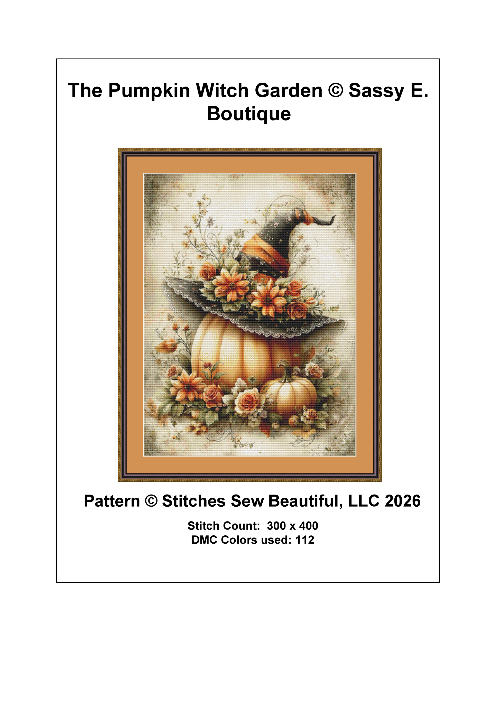 "The Pumpkin Witch Garden" cross stitch pattern by Sassy E. Boutique
