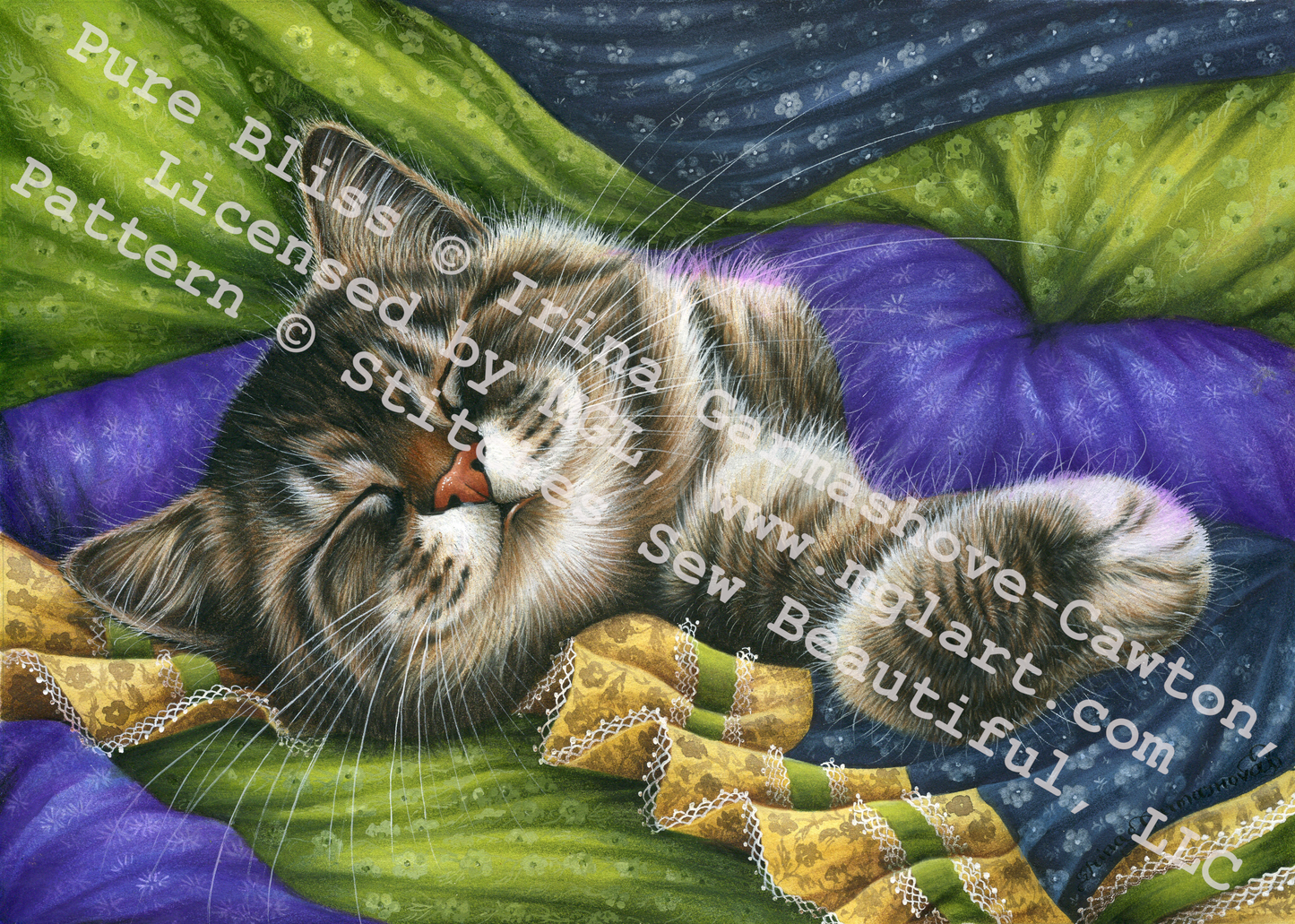 "Pure Bliss" cross stitch pattern by Irina Garmashova-Cawton, Licensed by MGL, www.mglart.com