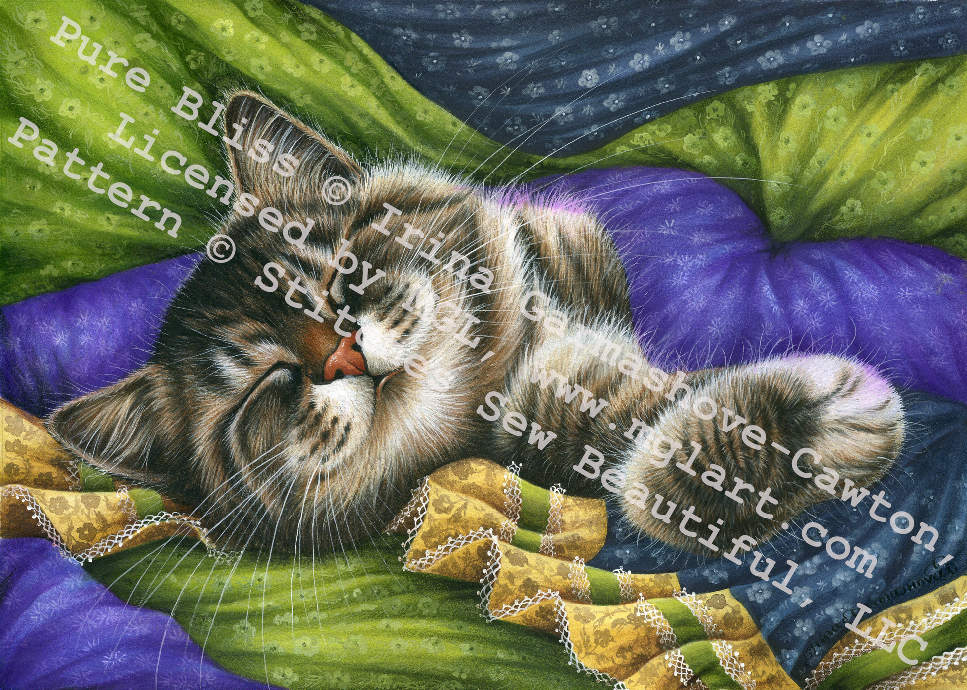 "Pure Bliss" cross stitch pattern by Irina Garmashova-Cawton, Licensed by MGL, www.mglart.com