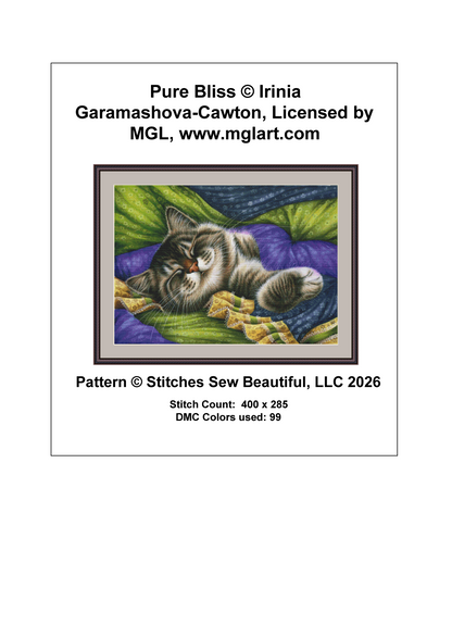"Pure Bliss" cross stitch pattern by Irina Garmashova-Cawton, Licensed by MGL, www.mglart.com