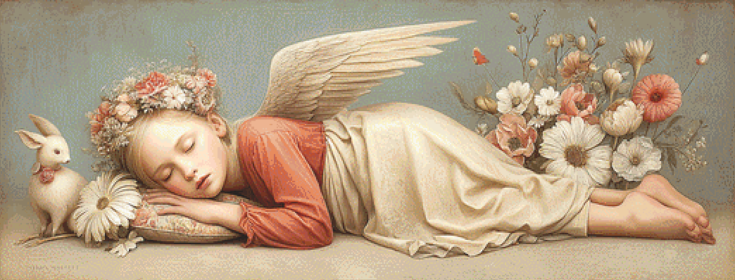 "Reclining Angel 5" cross stitch pattern by Bryna T. Art & Design