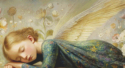 "Reclining Angel 7" cross stitch pattern by Bryna T. Art & Design