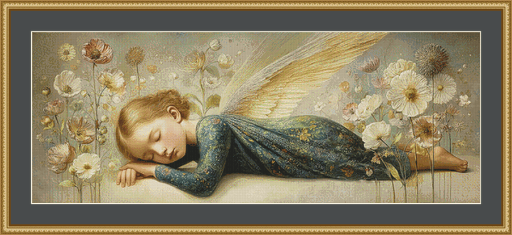 "Reclining Angel 7" cross stitch pattern by Bryna T. Art & Design