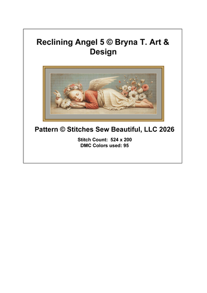 "Reclining Angel 5" cross stitch pattern by Bryna T. Art & Design