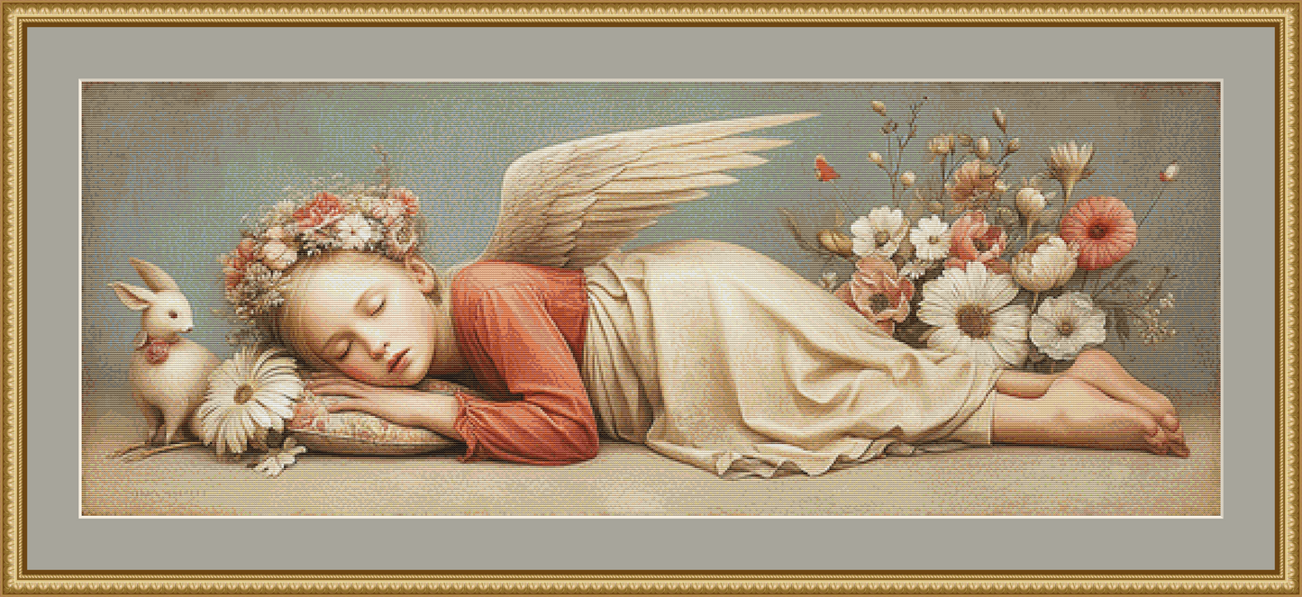 "Reclining Angel 5" cross stitch pattern by Bryna T. Art & Design