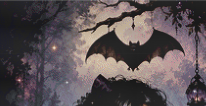 "Resting Beneath Midnight Wings" cross stitch pattern by Queen Bee Designs