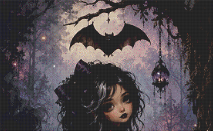 "Resting Beneath Midnight Wings" cross stitch pattern by Queen Bee Designs