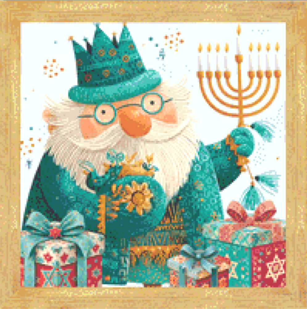 Retro Hanukkah Gnome counted cross stitch pattern by Stitches Sew Beautiful, LLC