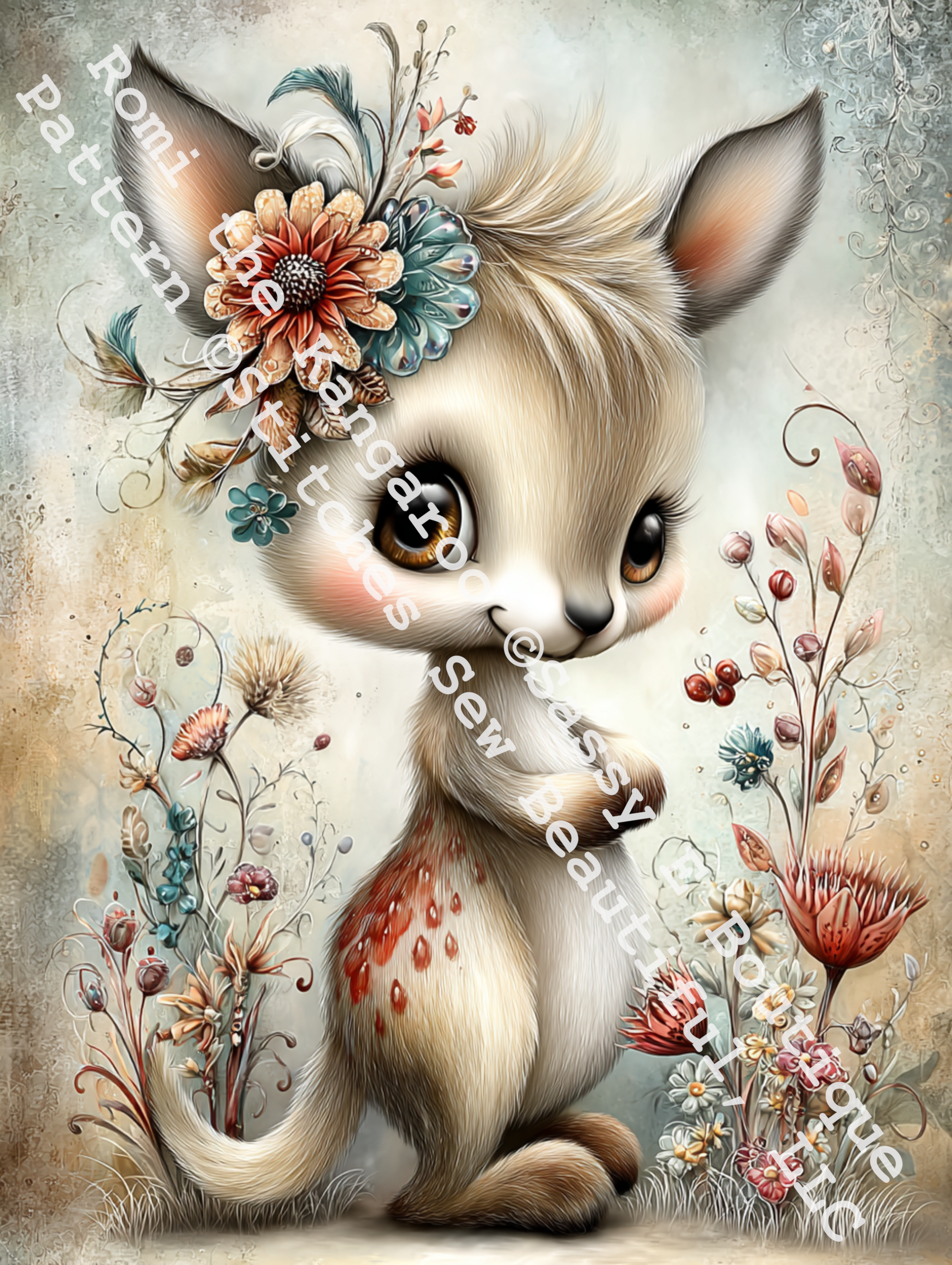 Romi the Kangaroo cross stitch pattern by Sassy E. Boutique