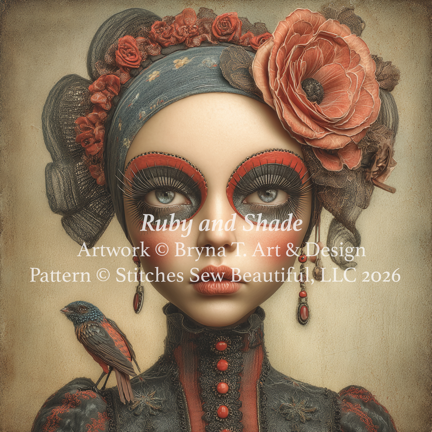 Ruby and Shade cross stitch pattern By Bryna T. Art & Design