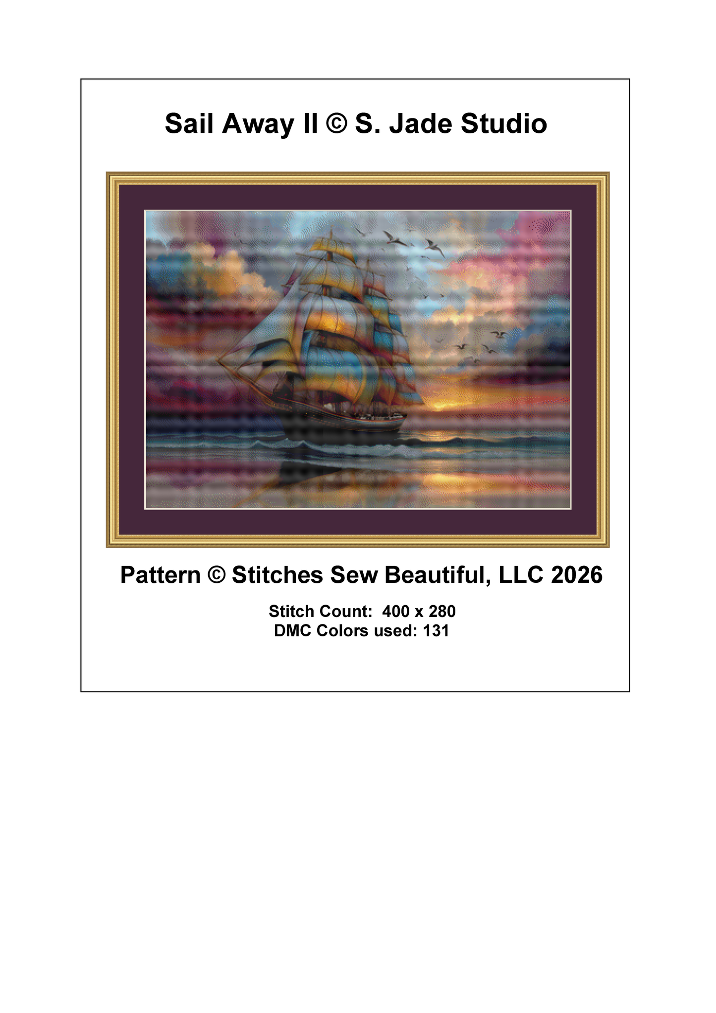 "Sail Away II" cross stitch pattern by S. Jade Studio