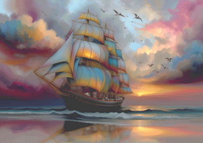 "Sail Away II" cross stitch pattern by S. Jade Studio