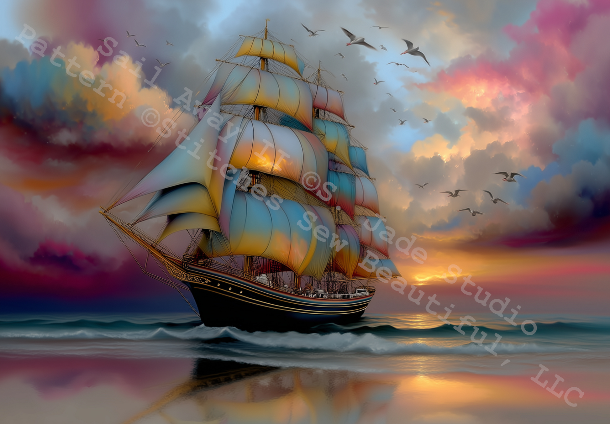 "Sail Away II" cross stitch pattern by S. Jade Studio