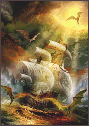 Sailing Boat counted cross stitch pattern by Jan Patrik Krasny, Licensed by MGL, www.mglart.com