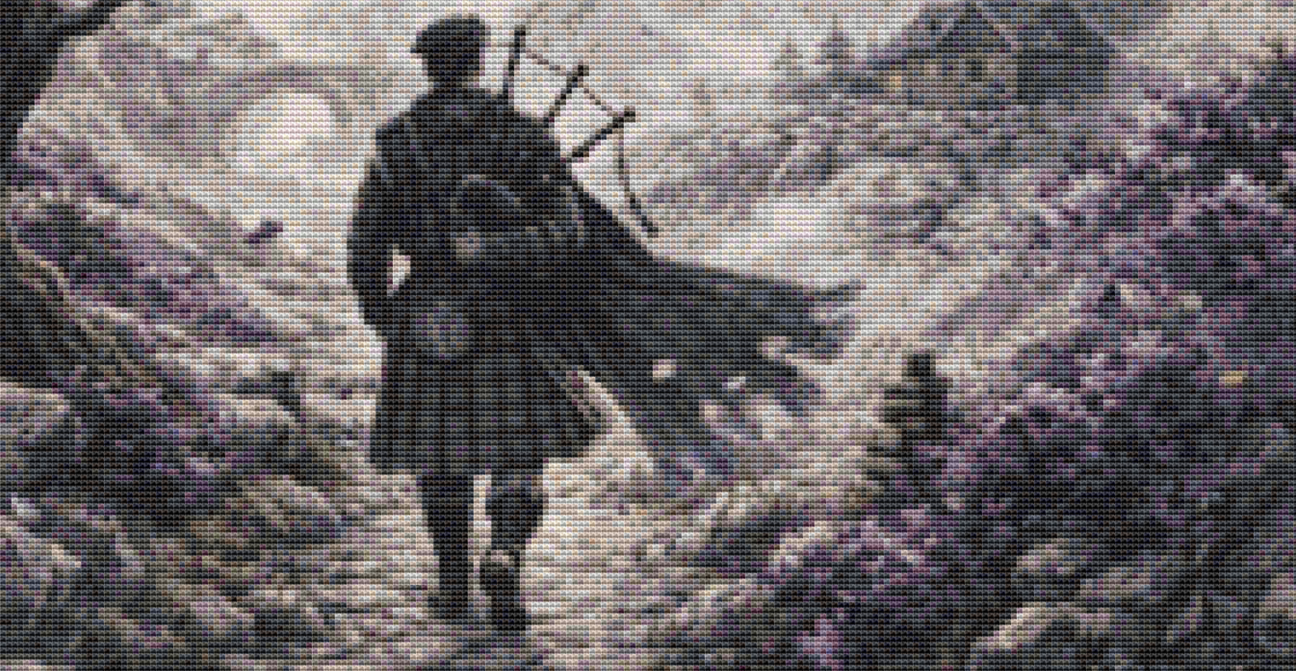 Scotsman in the Mist counted cross stitch pattern by Ian's AI Art