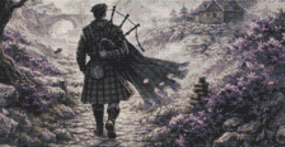 Scotsman in the Mist counted cross stitch pattern by Ian's AI Art