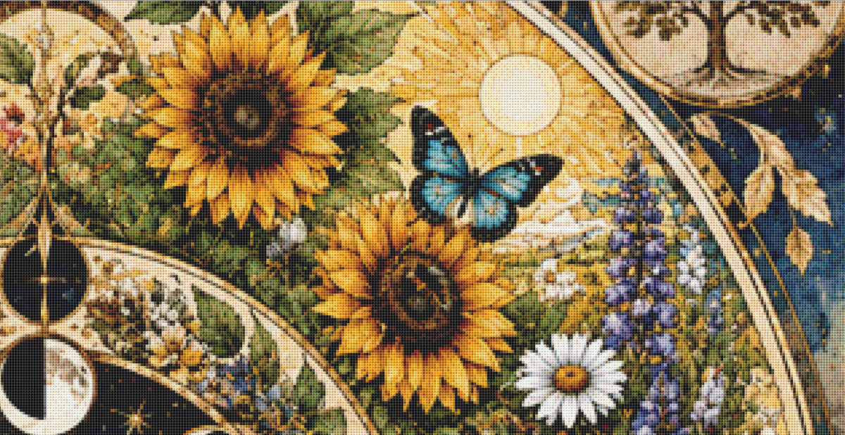 "Seasons Mandala 1" (MSMC) cross stitch pattern by Bryna T. Art & Design