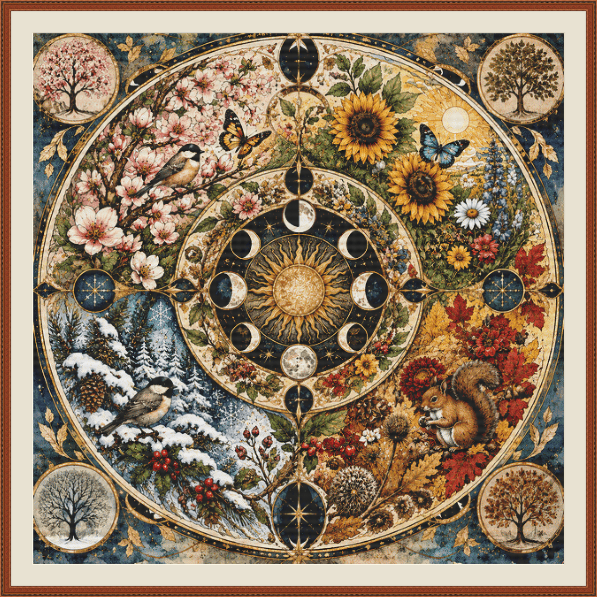 "Seasons Mandala 1" (MSMC) cross stitch pattern by Bryna T. Art & Design