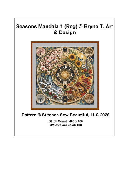 "Seasons Mandala 1" cross stitch pattern by Brna T. Art & Design