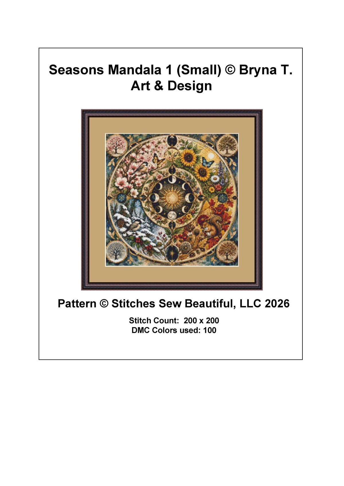 "Seasons Mandala 1" (Small) cross stitch pattern by Brna T. Art & Design