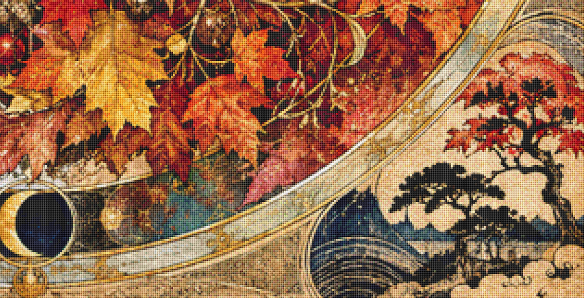 "Seasons Mandala II" (MSMC) cross stitch pattern by Bryna T. Art & Design