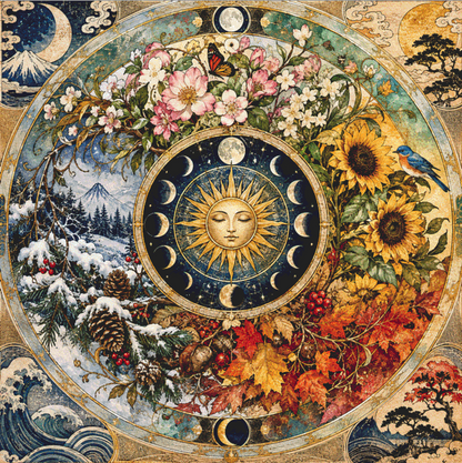 "Seasons Mandala II" (MSMC) cross stitch pattern by Bryna T. Art & Design