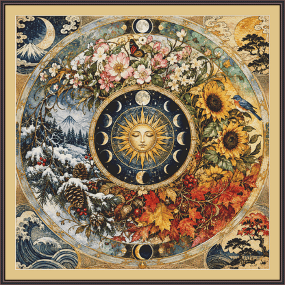 "Seasons Mandala II" (MSMC) cross stitch pattern by Bryna T. Art & Design