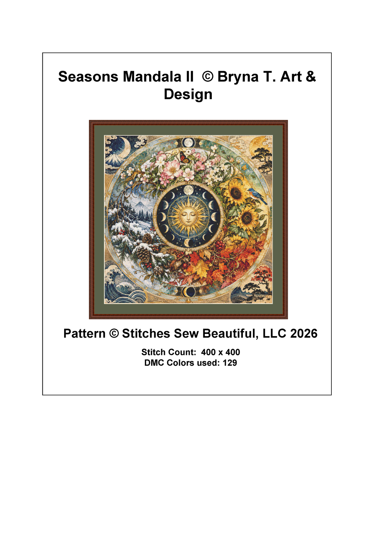 "Seasons Mandala II" cross stitch pattern by Bryna T. Art & Design