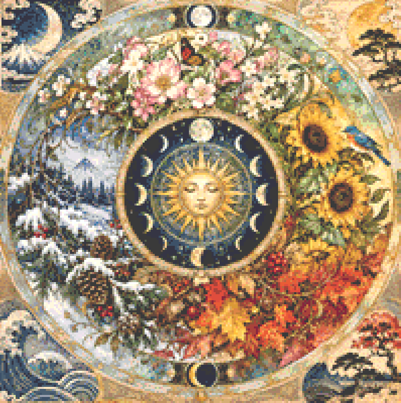 "Seasons Mandala II" (Small) cross stitch pattern by Bryna T. Art & Design