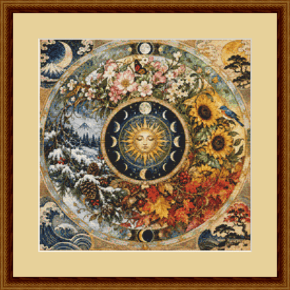 "Seasons Mandala II" (Small) cross stitch pattern by Bryna T. Art & Design