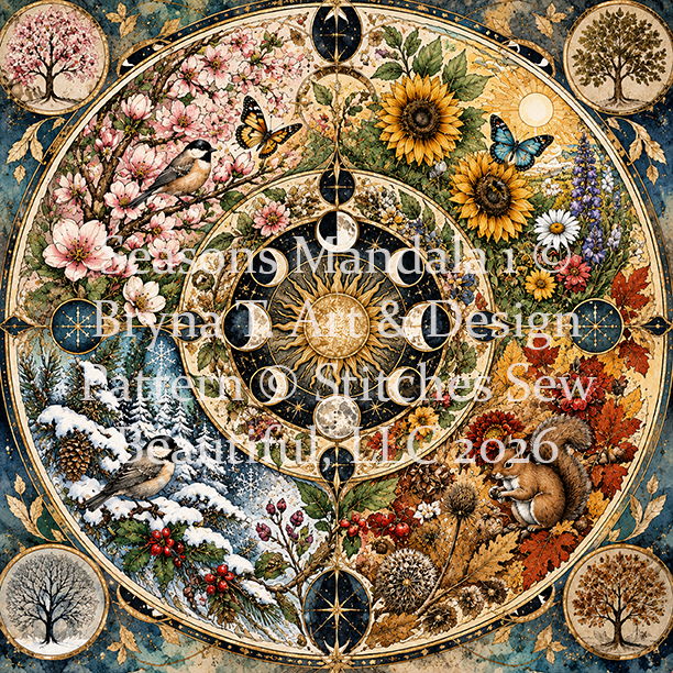 "Seasons Mandala 1" (Small) cross stitch pattern by Brna T. Art & Design