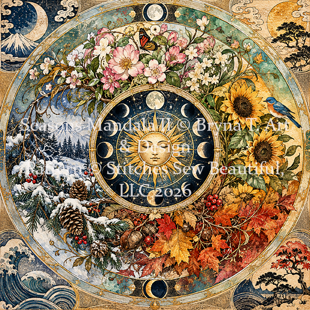 "Seasons Mandala II" cross stitch pattern by Bryna T. Art & Design