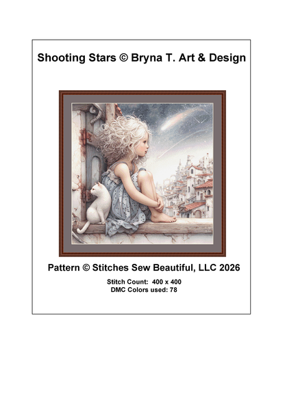 Shooting Stars cross stitch pattern by Bryna T. Art & Design
