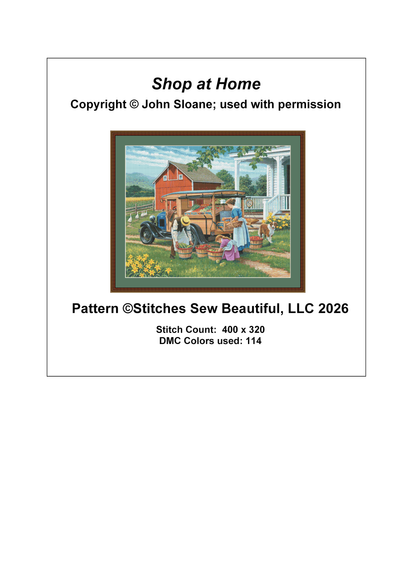 Shop at Home counted cross stitch pattern Copyright © John Sloane, used with permission