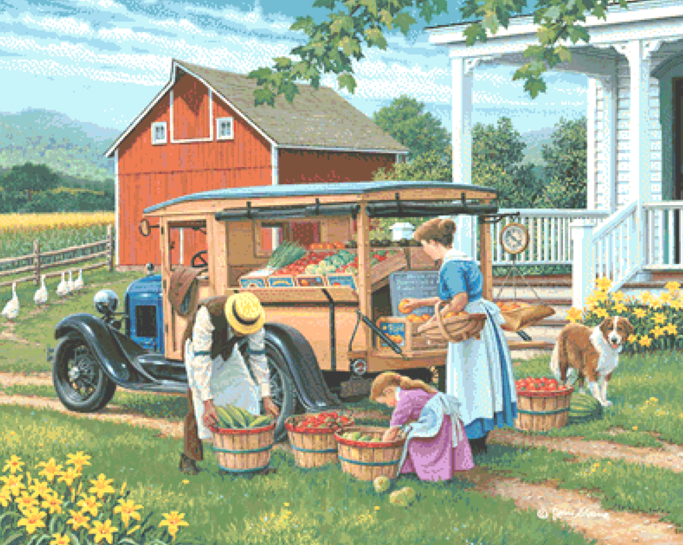 Shop at Home counted cross stitch pattern Copyright © John Sloane, used with permission