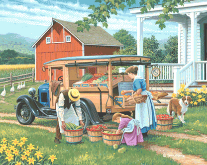 Shop at Home counted cross stitch pattern Copyright © John Sloane, used with permission