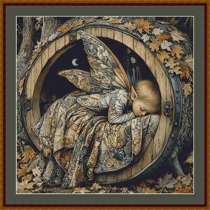 "Sleeping Fairy" cross stitch pattern by Bryna T. Art & Design