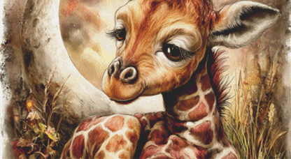 Sleepy Giraffe counted cross stitch pattern by Queen Bee Designs