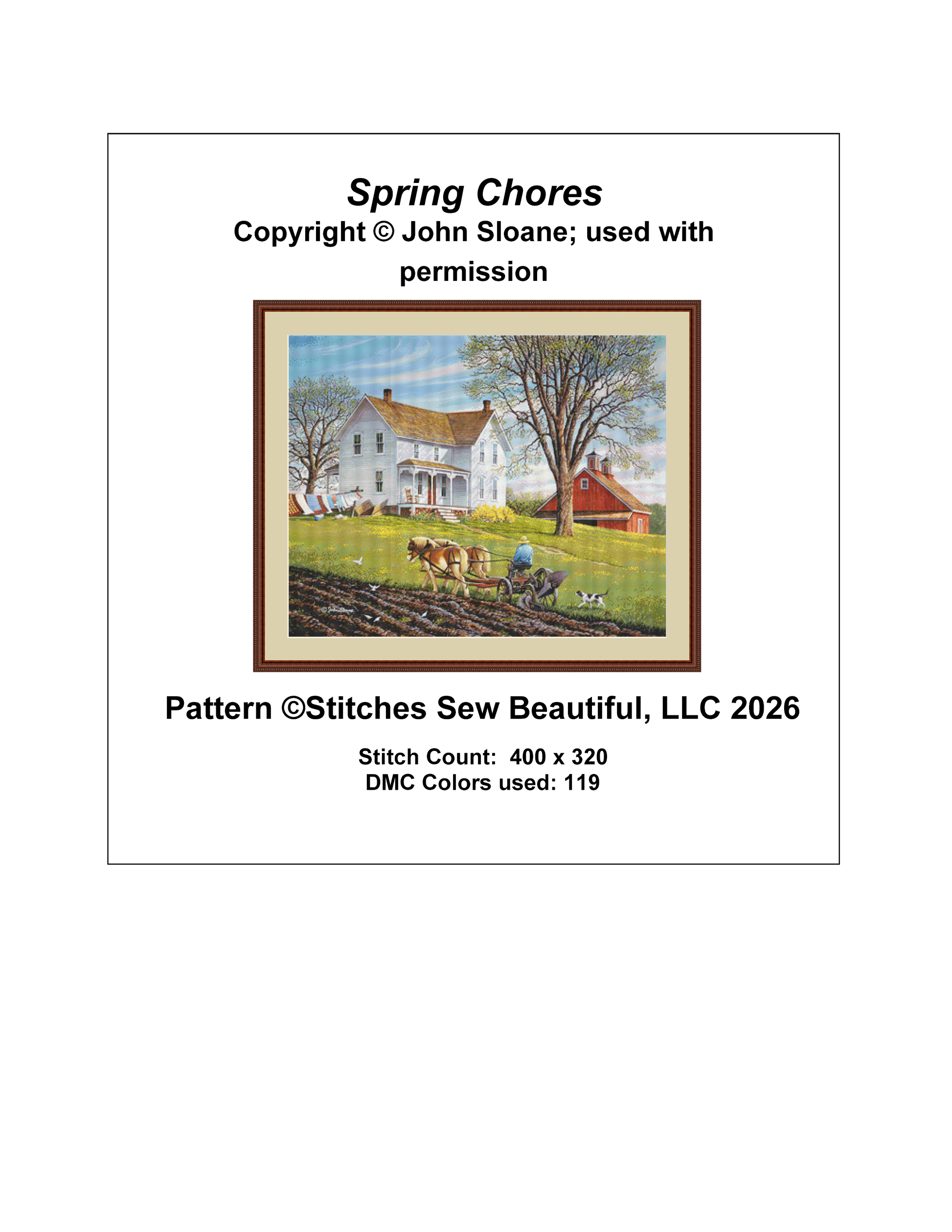 Spring Chores counted cross stitch pattern Copyright © John Sloane, used with permission