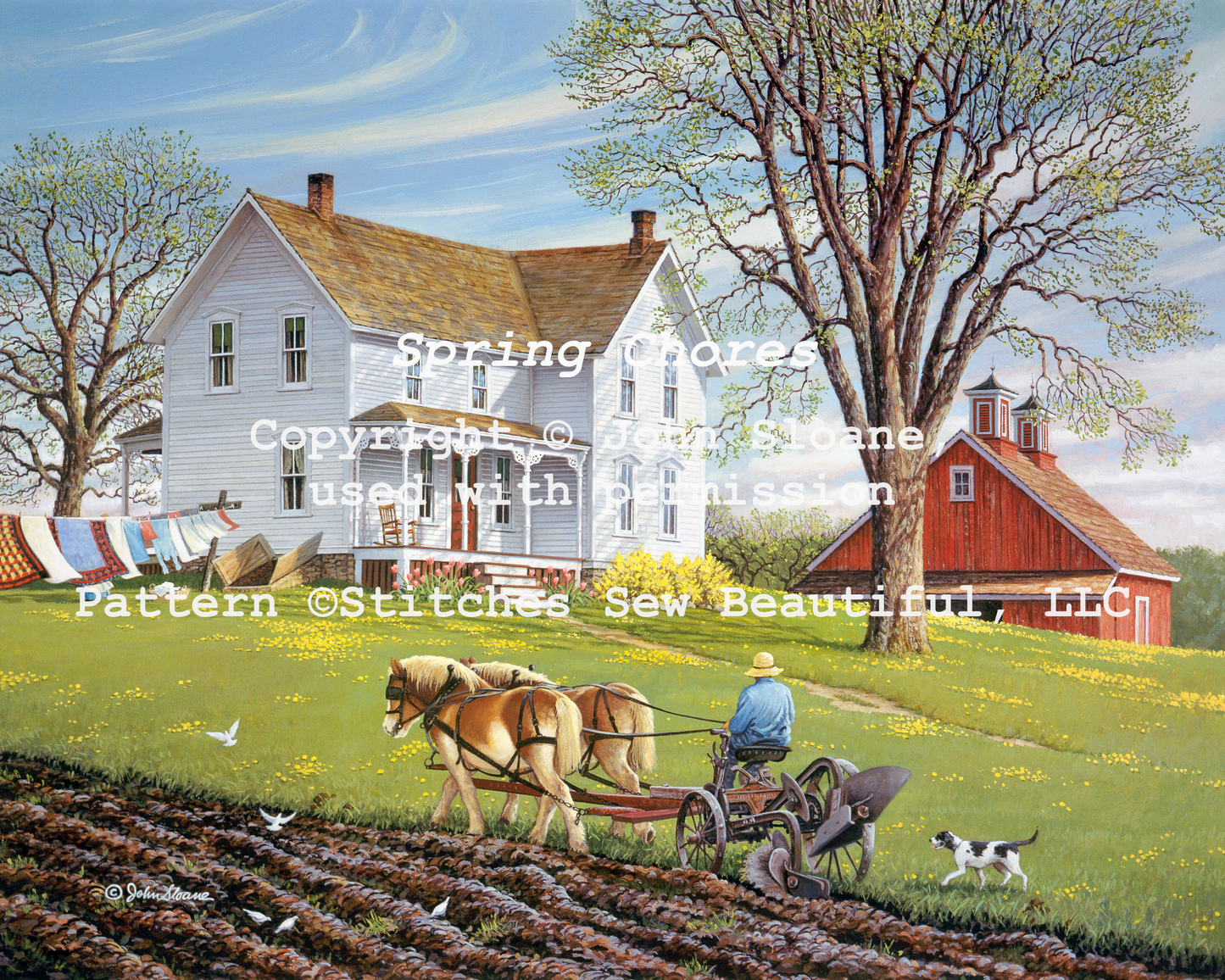 Spring Chores counted cross stitch pattern Copyright © John Sloane, used with permission