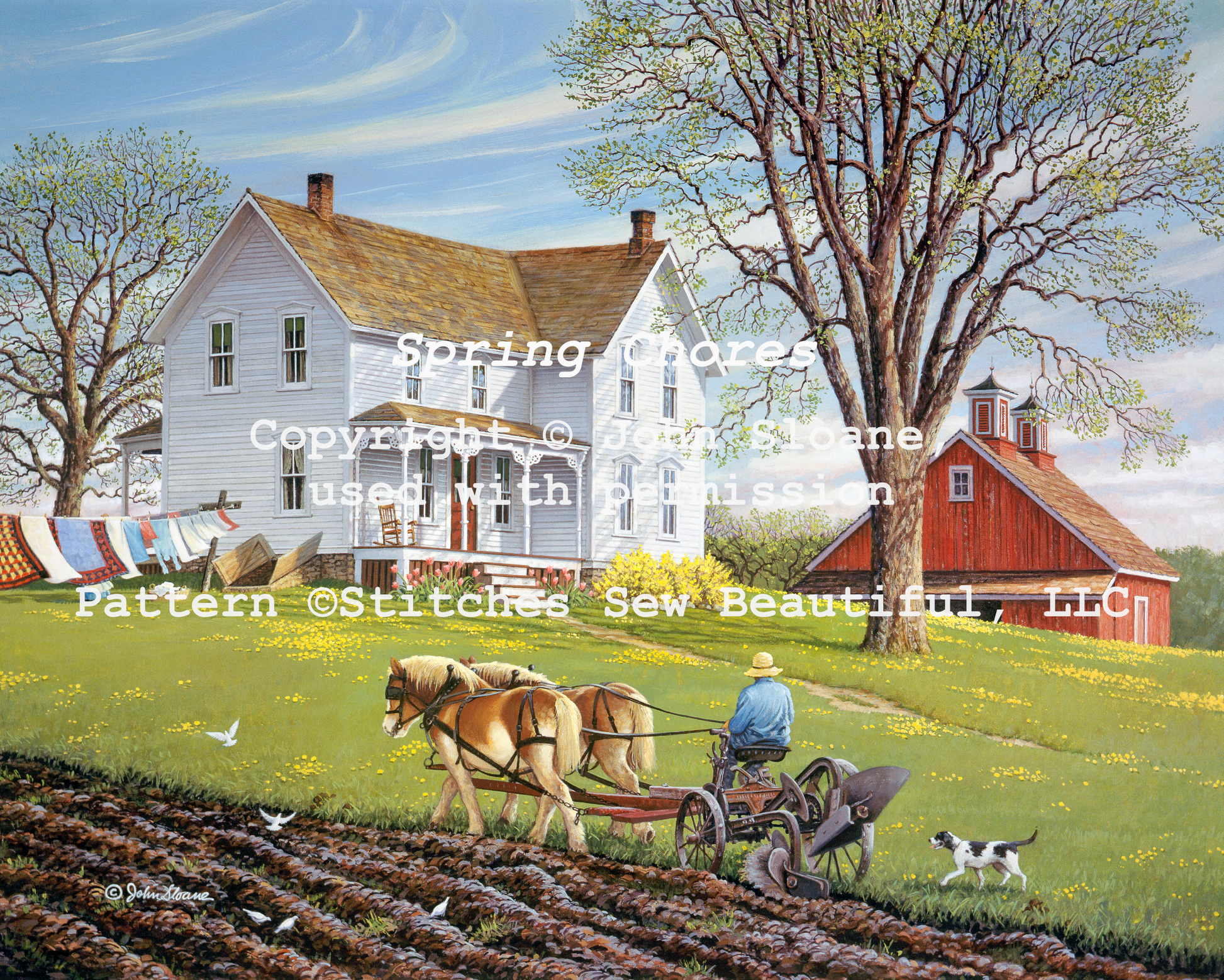 Spring Chores counted cross stitch pattern Copyright © John Sloane, used with permission
