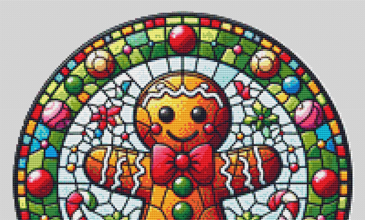 Stained Glass Gingerbread Man (Ornament) counted cross stitch pattern by Vector Craft Lab