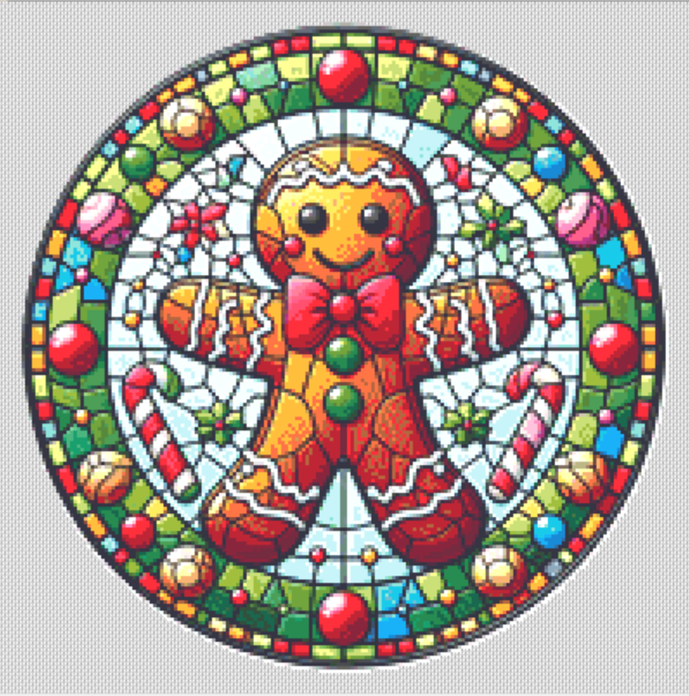 Stained Glass Gingerbread Man (Ornament) counted cross stitch pattern by Vector Craft Lab
