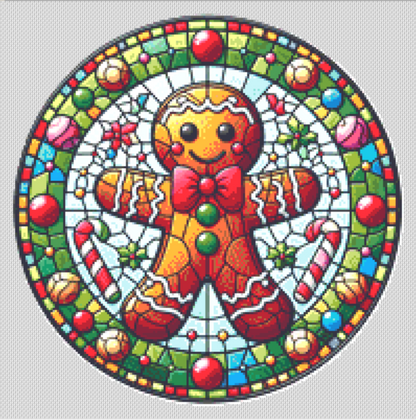 Stained Glass Gingerbread Man (Ornament) counted cross stitch pattern by Vector Craft Lab