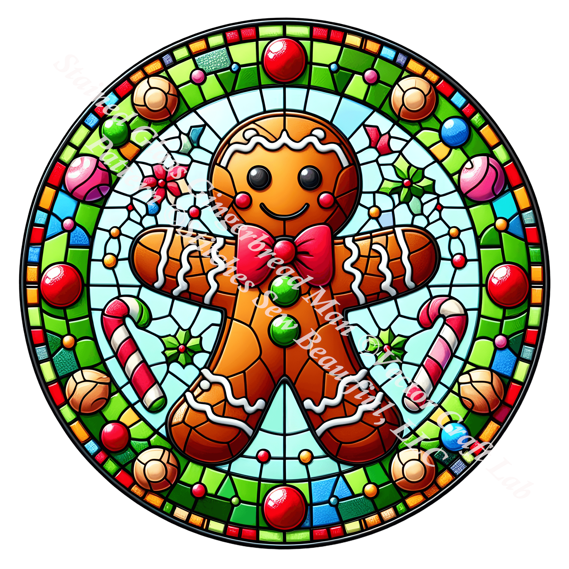 Stained Glass Gingerbread Man (Ornament) counted cross stitch pattern by Vector Craft Lab