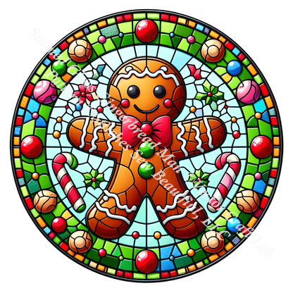 Stained Glass Gingerbread Man (Ornament) counted cross stitch pattern by Vector Craft Lab