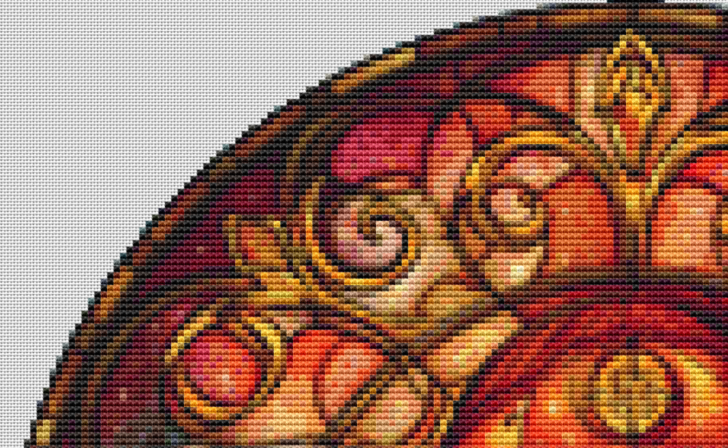 Stained Glass Jolly St. Nick (Ornament) counted cross stitch pattern by MyVibeSpace
